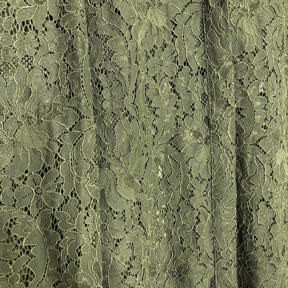 L’AGENCE Olive green, sheer lace, button-down puff sleeve shirt - Picture 4 of 12